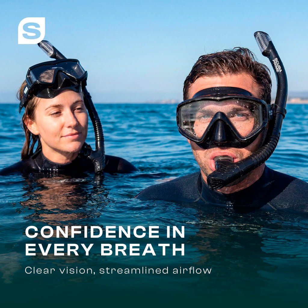 Scuba Prime Pano 3 Panoramic Dive Mask and Dry Snorkel Set
