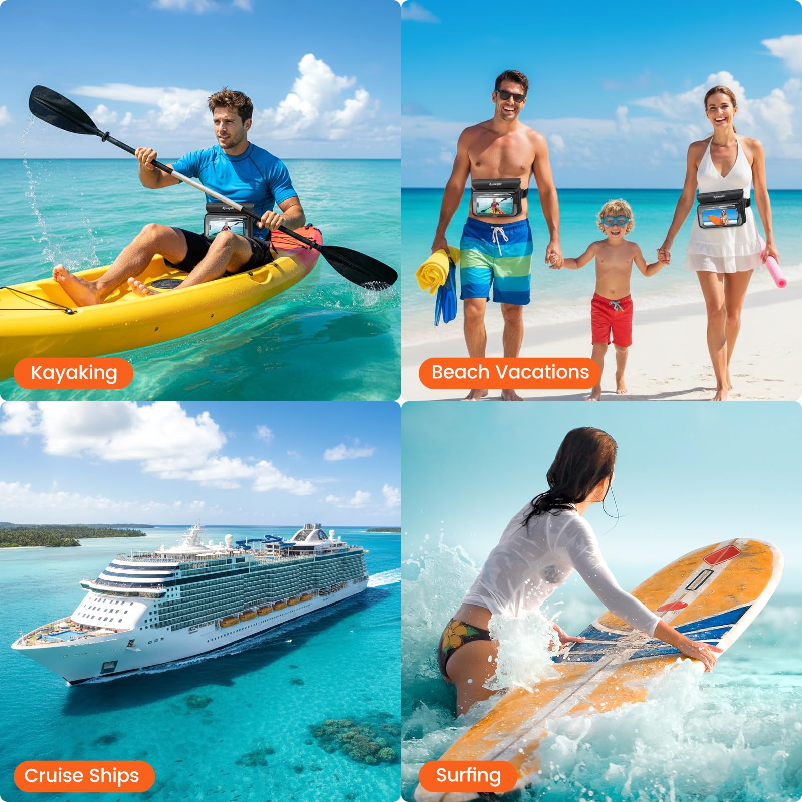 2-Pack IPX8 Waterproof Floating Phone Fanny Pack