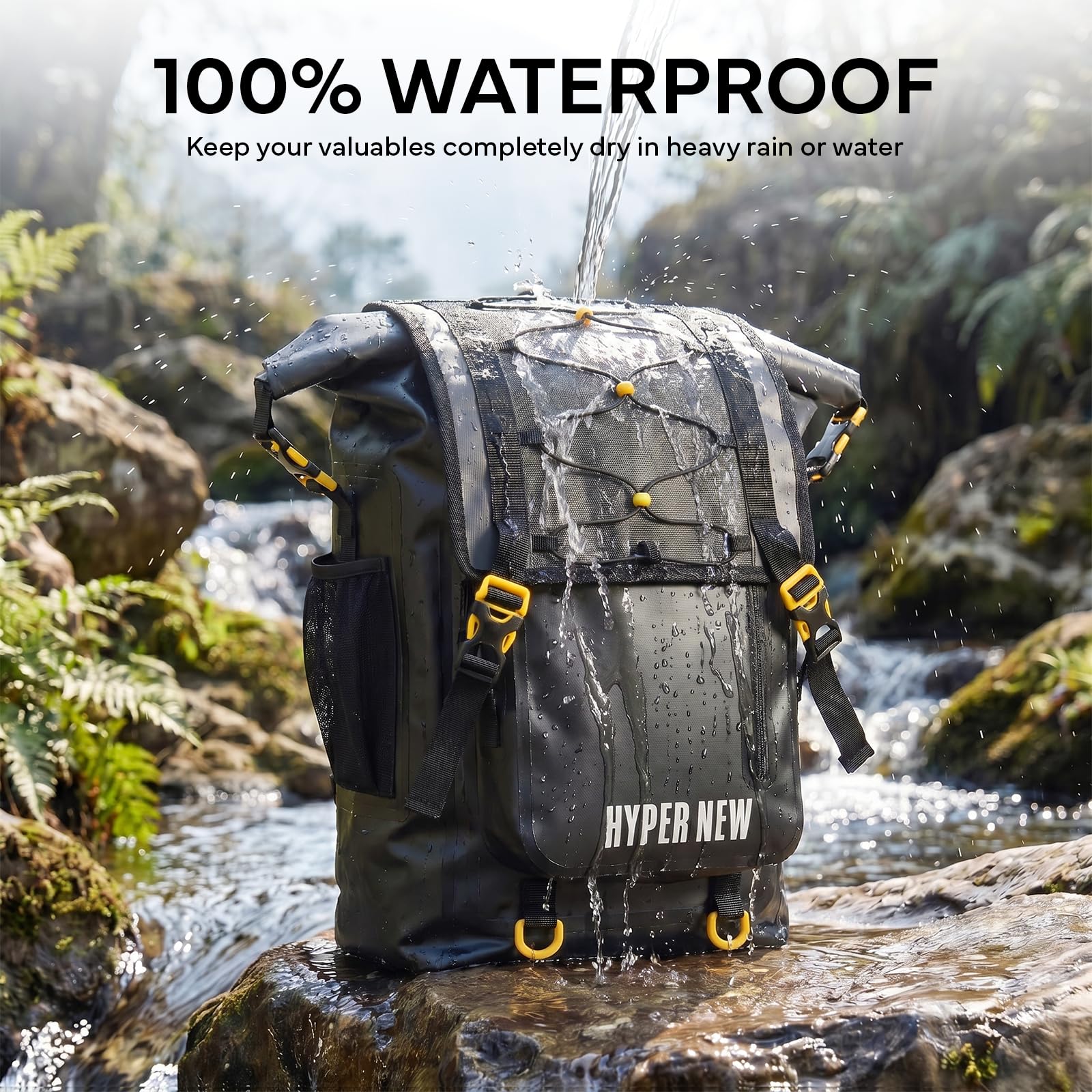 HyperNew 30L Waterproof Dry Bag Backpack for Water Sports