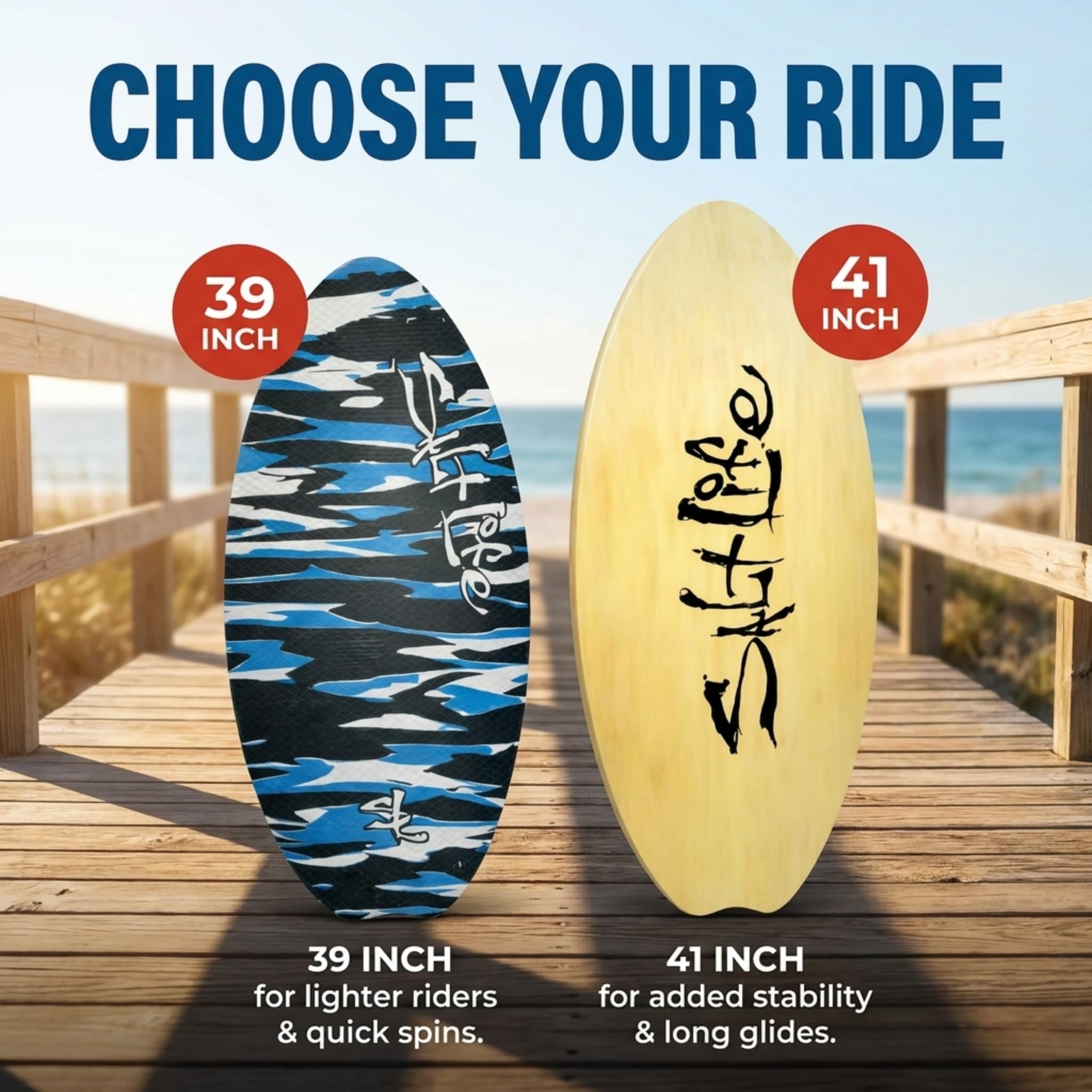 SALT LIFE Wooden Skimboard with EVA Traction Pad