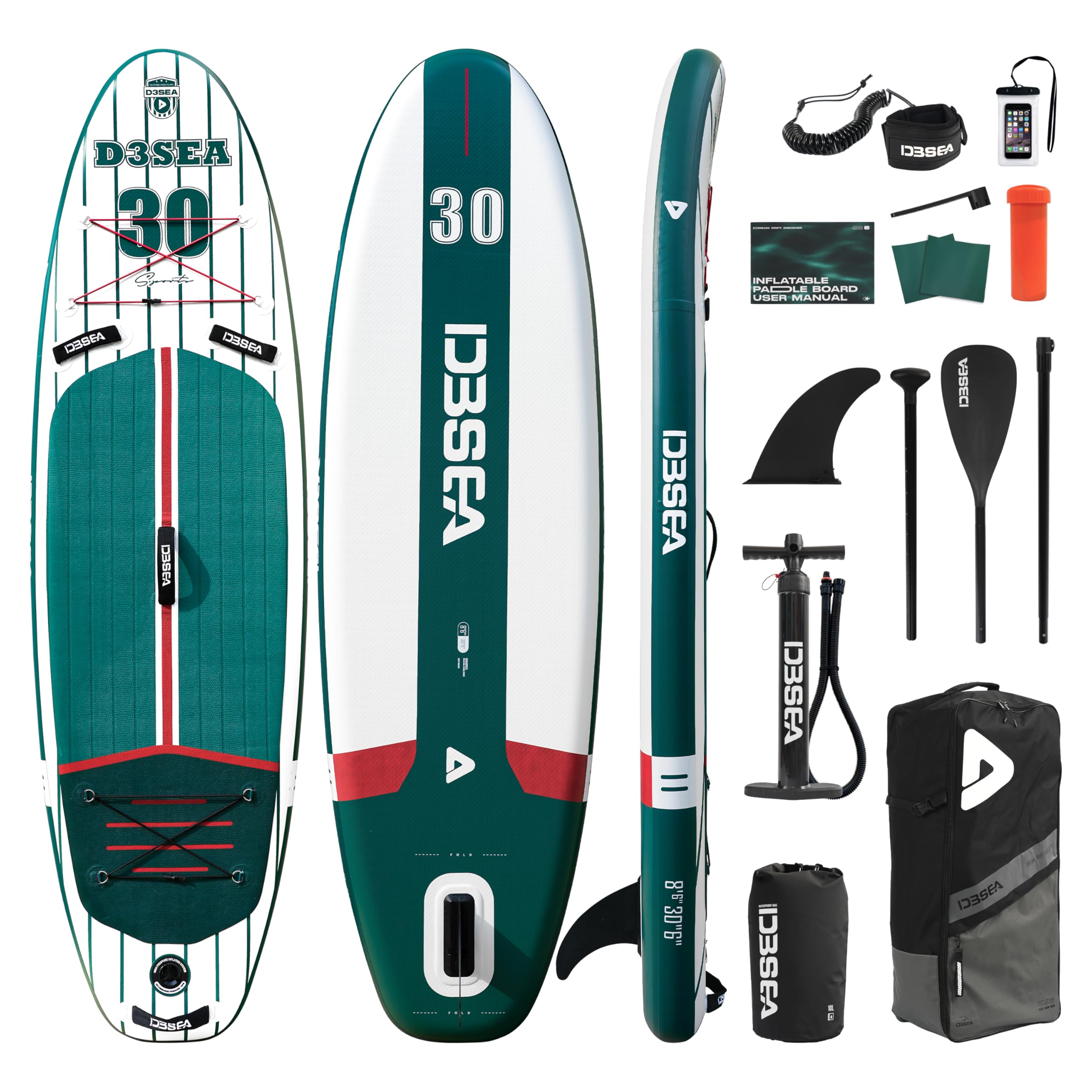 D3SEA Extra-Wide Inflatable SUP Board with Accessories