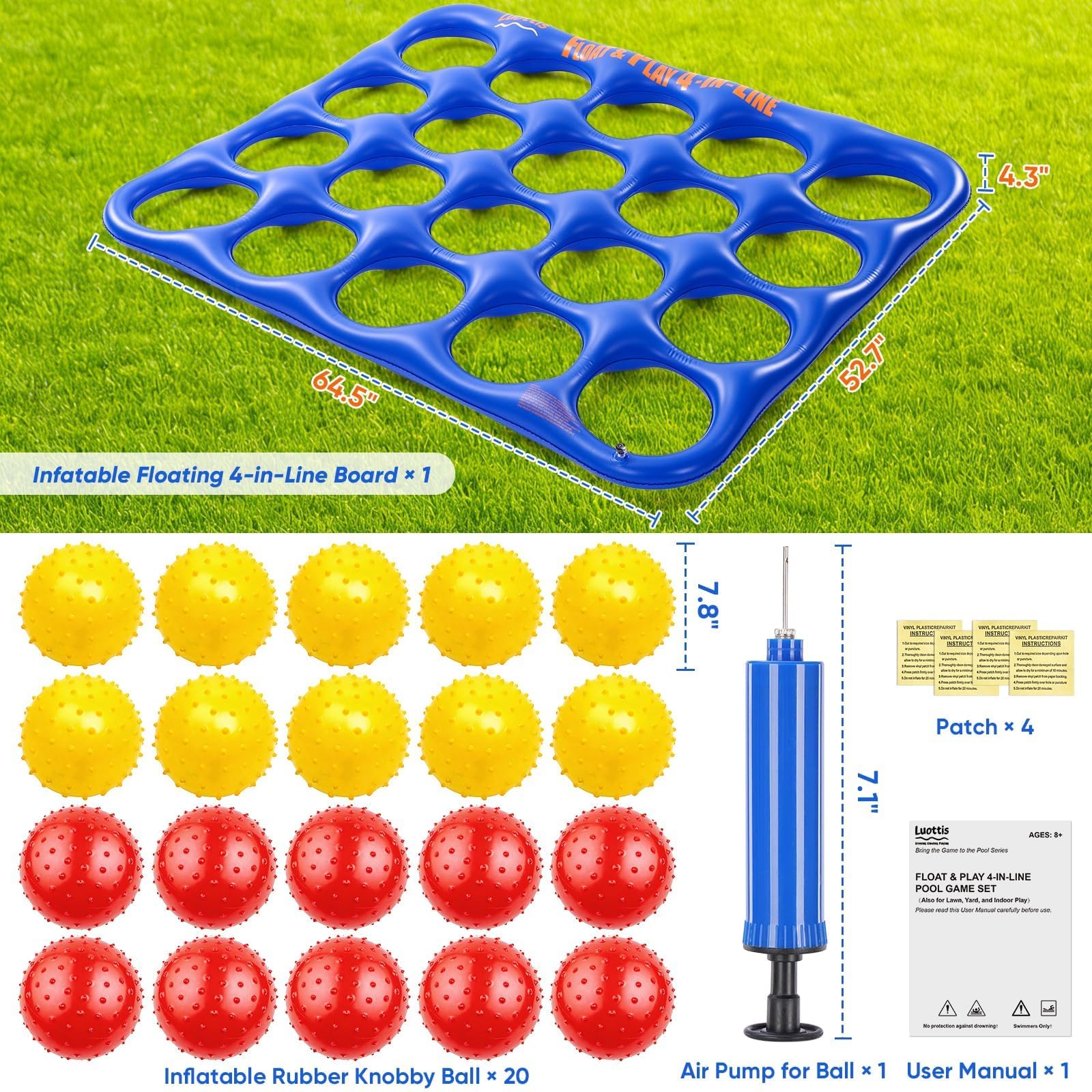 Luottis Giant Inflatable 4-in-a-Row Pool Game Set