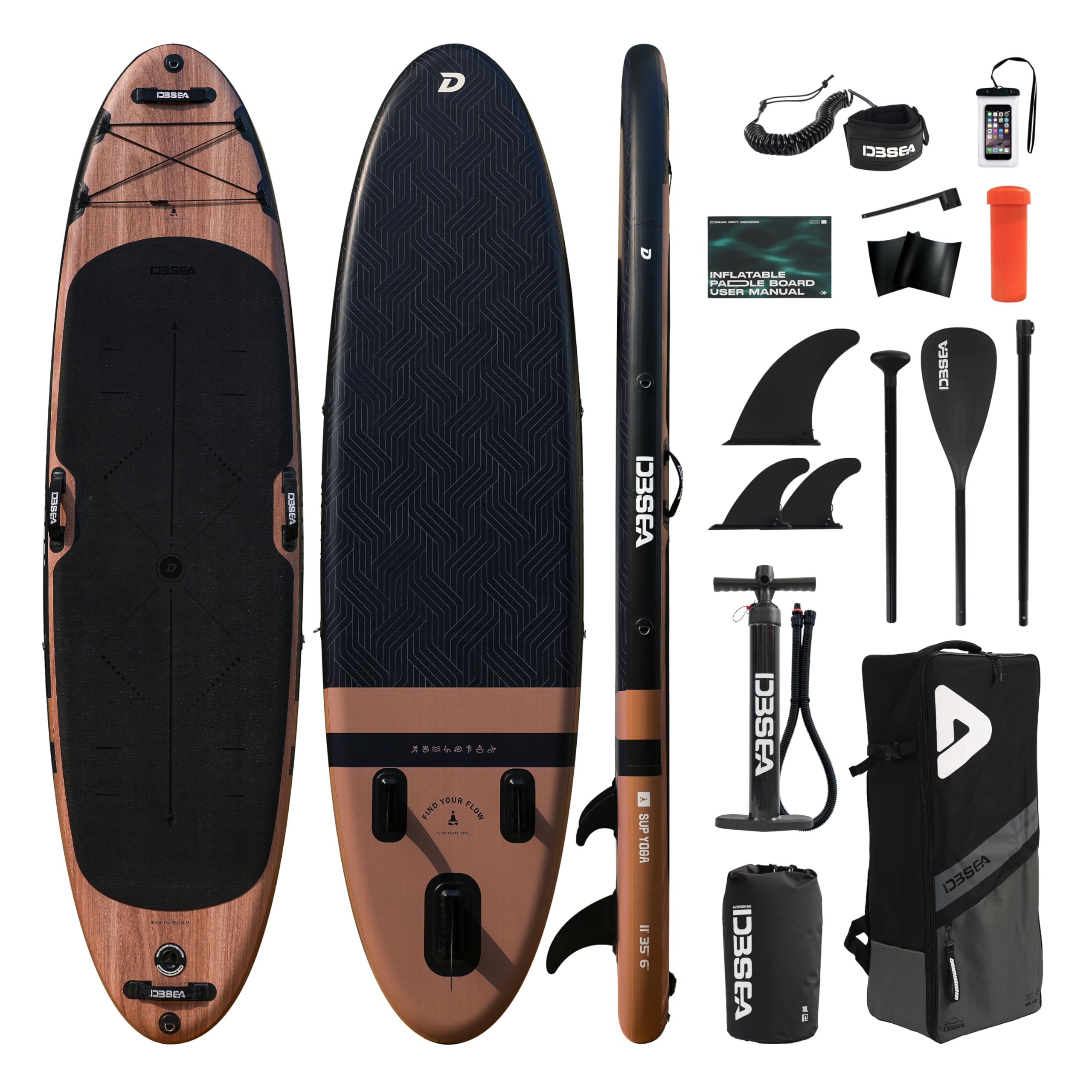 D3SEA Extra-Wide Inflatable SUP Board with Accessories