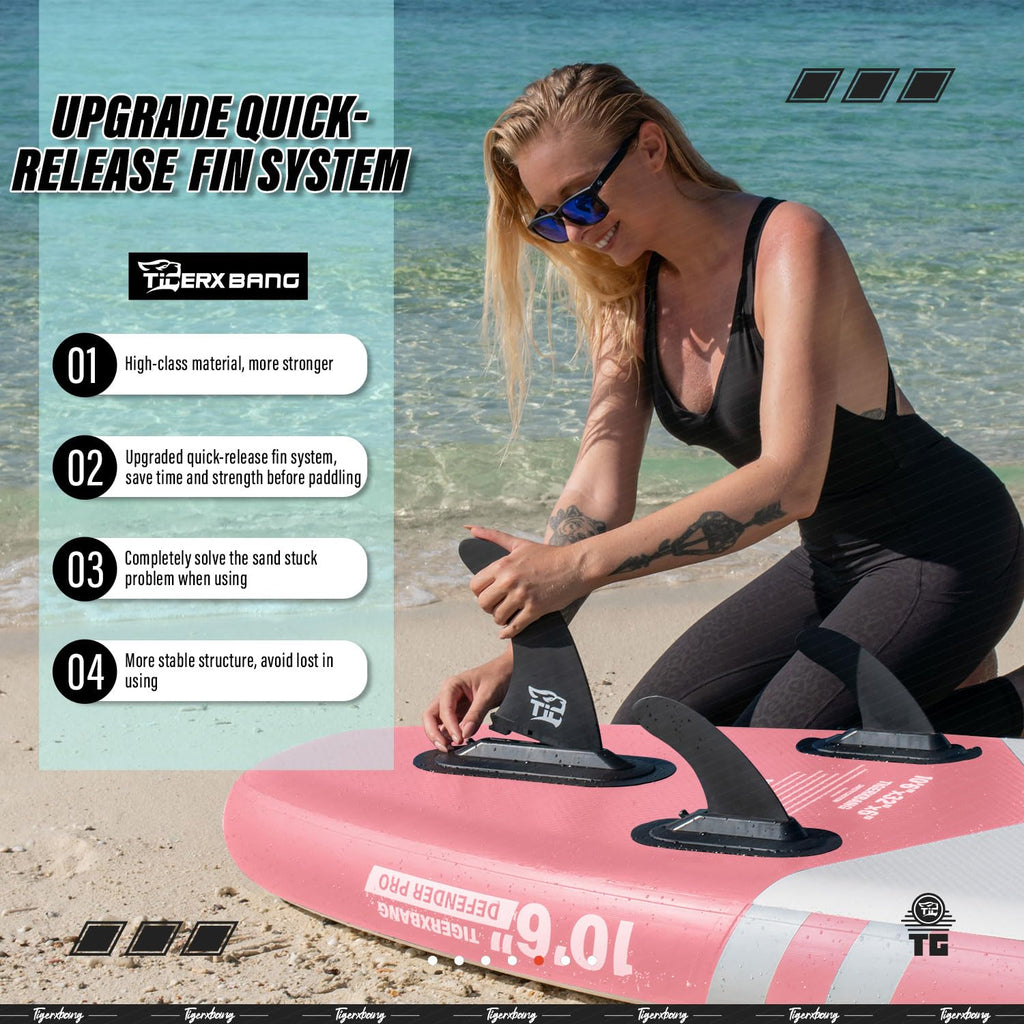 TIGERXBANG 10'6" Inflatable SUP with Kayak Seat and Paddle