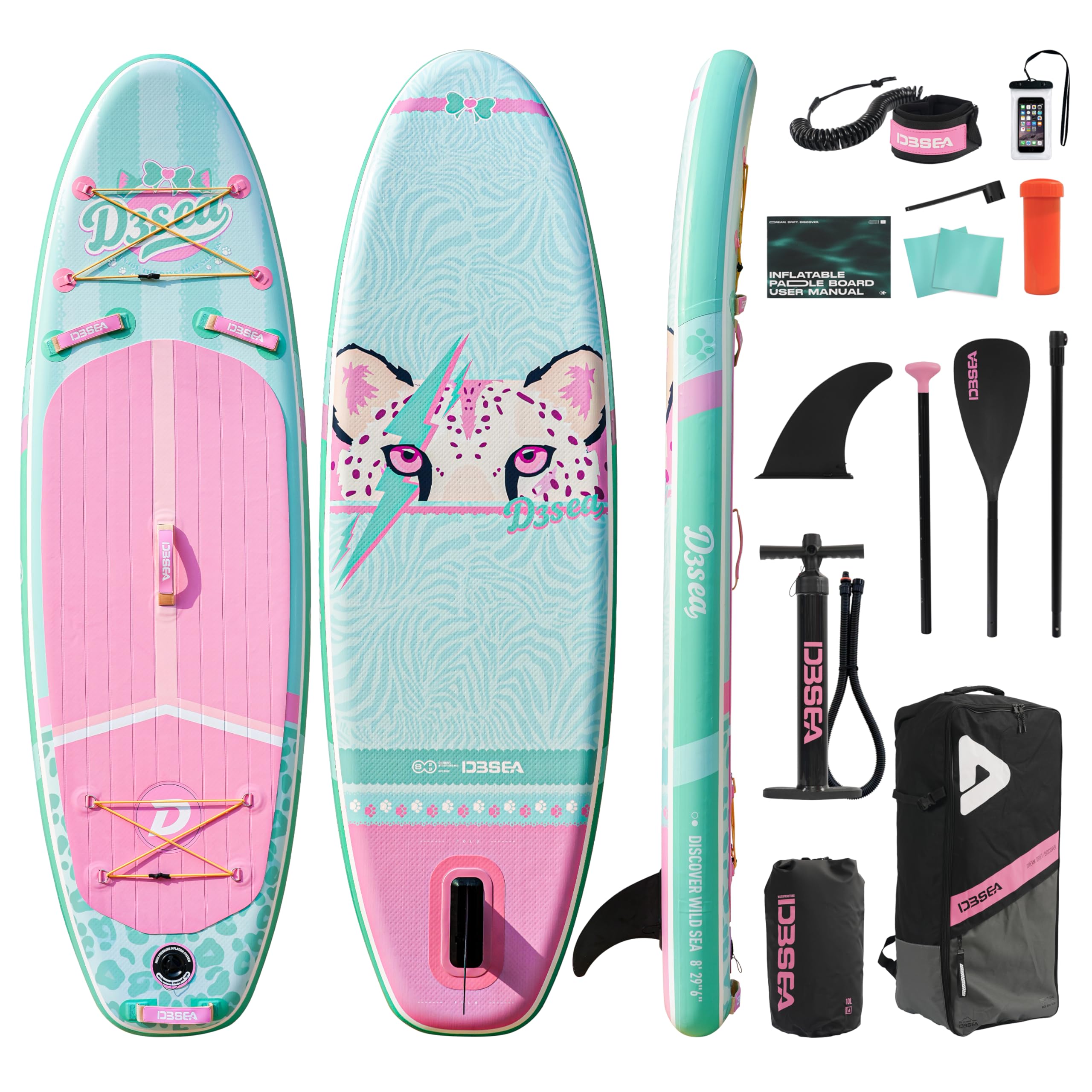 D3SEA Extra-Wide Inflatable SUP Board with Accessories