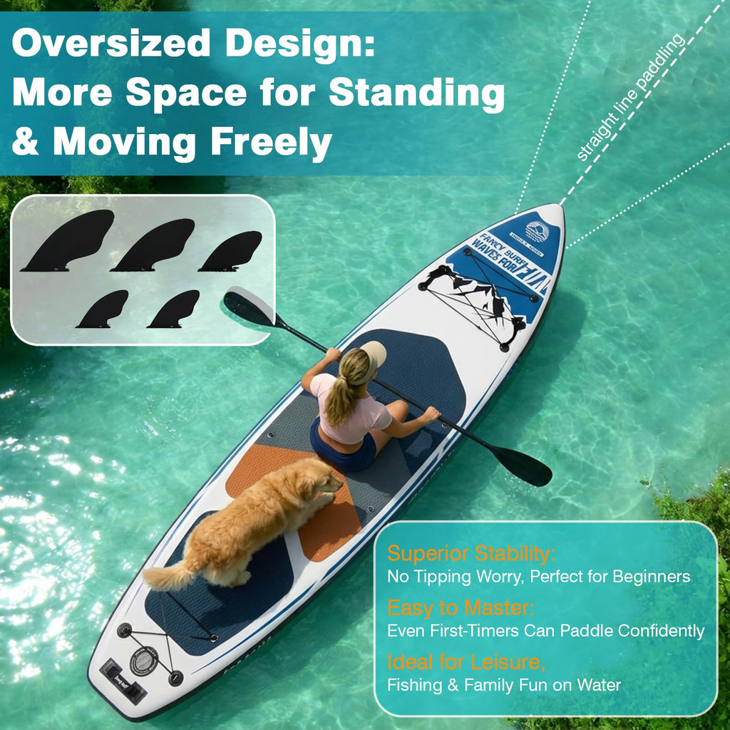 11'6" Extra-Wide 450 lb Inflatable SUP Board with Seat