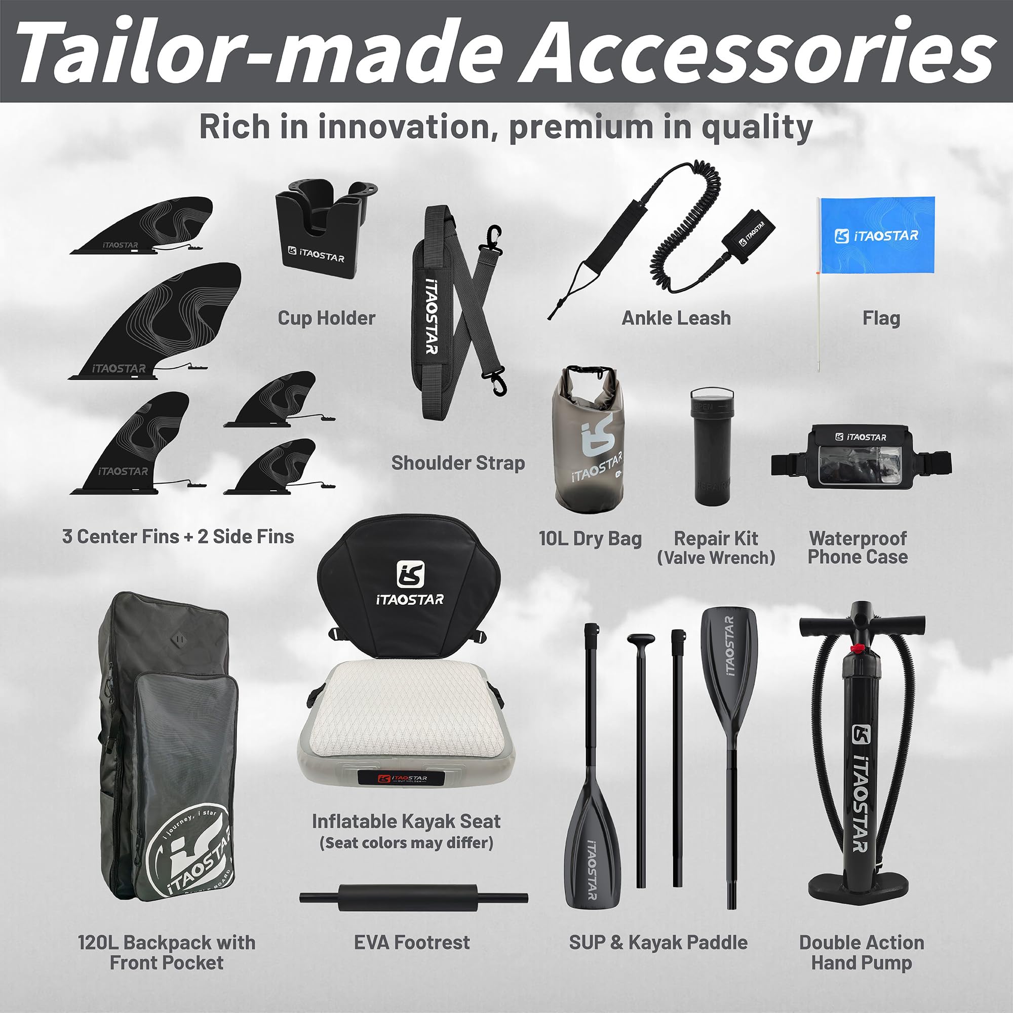 iTAOSTAR Adventure 12-Foot Inflatable SUP with Seat