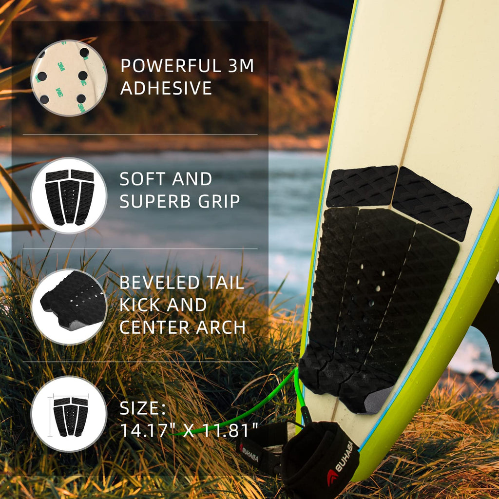 ABAHUB 3-Piece EVA Surfboard Traction Pad with Kicker
