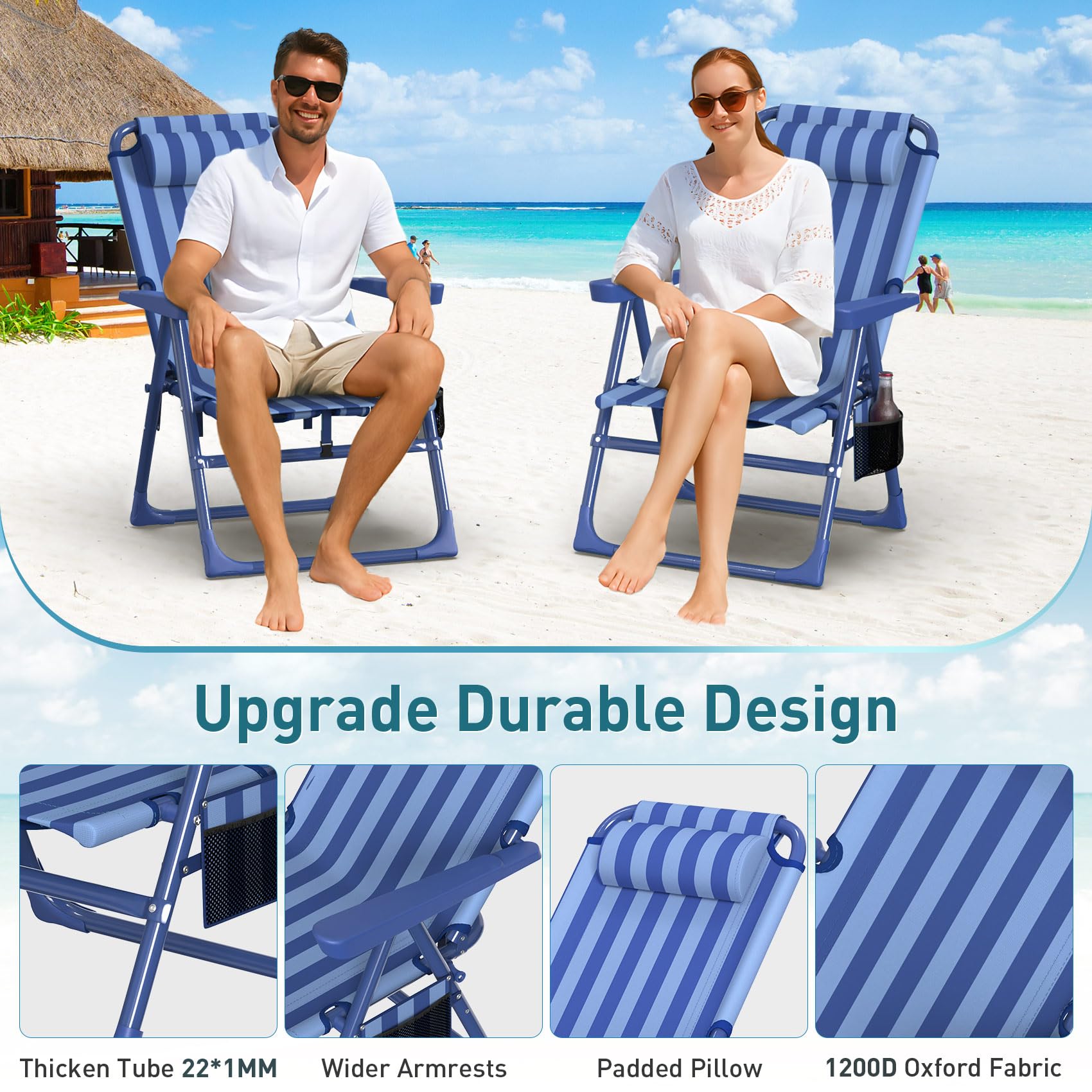 Suteck 6-Position Reclining Backpack Beach Chair