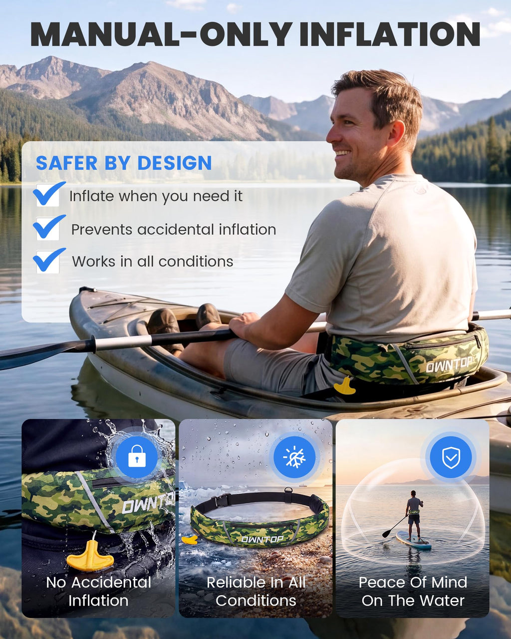 OWNTOP Low-Profile Inflatable Belt Pack Swim Vest