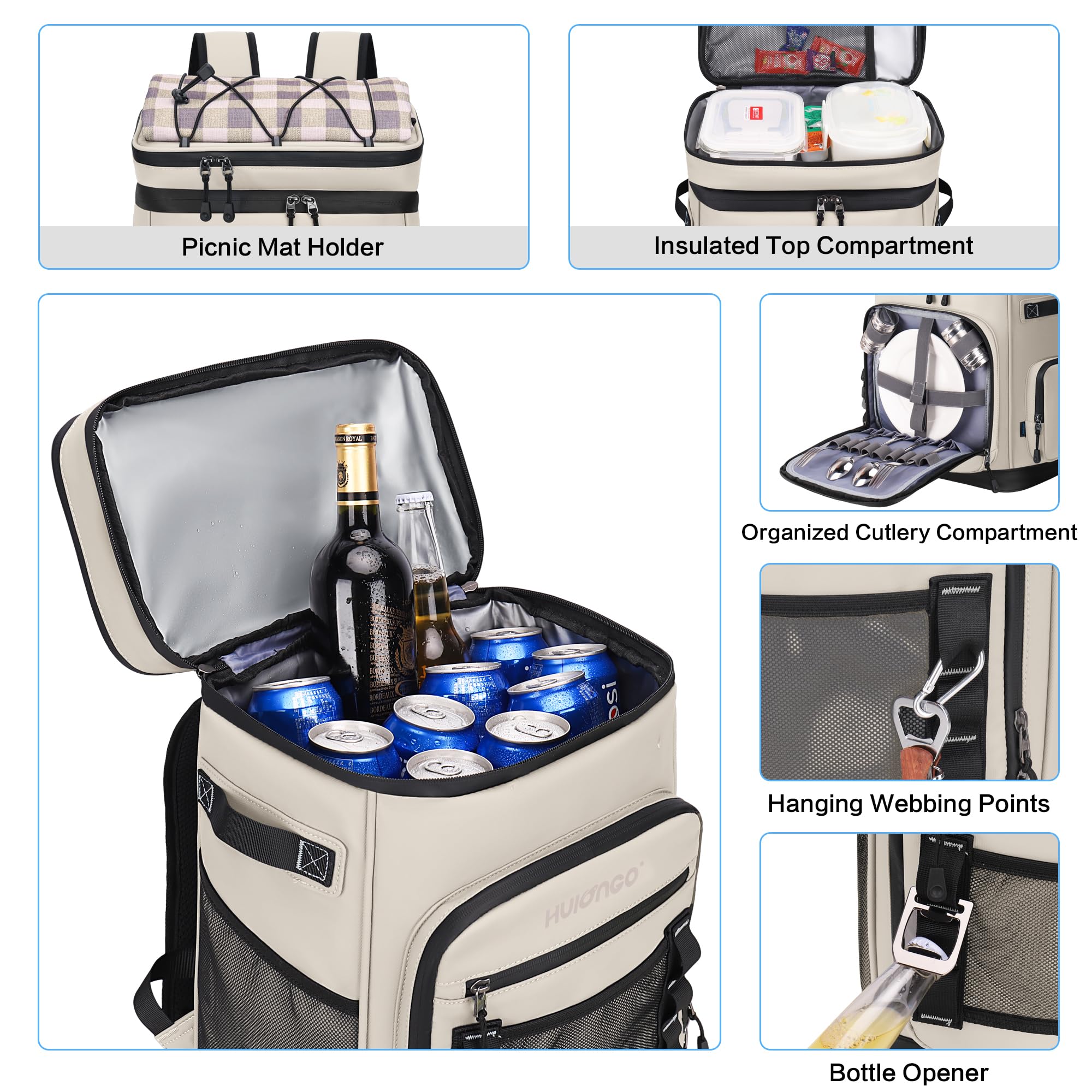 Hulongo 30L Waterproof Insulated Cooler Backpack