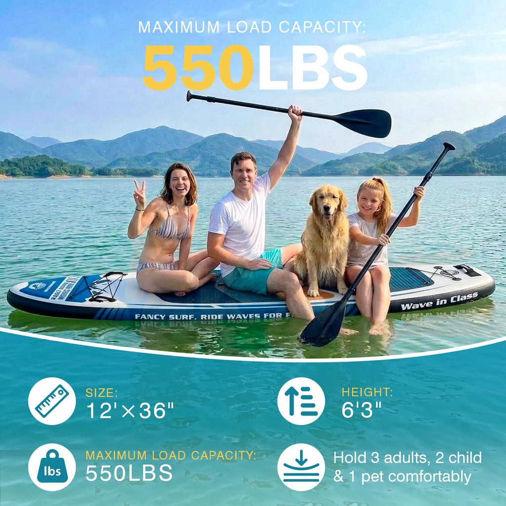 11'6" Extra-Wide 450 lb Inflatable SUP Board with Seat