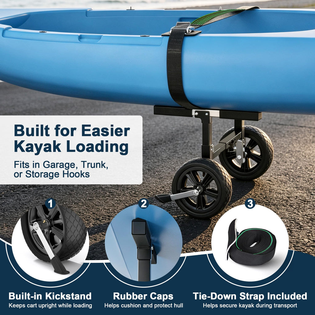 GanFindX 300 lb Adjustable Foldable Stainless Steel Kayak Cart
