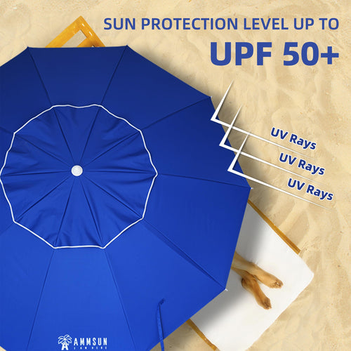 AMMSUN 8-Foot UV 50+ Beach Umbrella with Sand Anchor