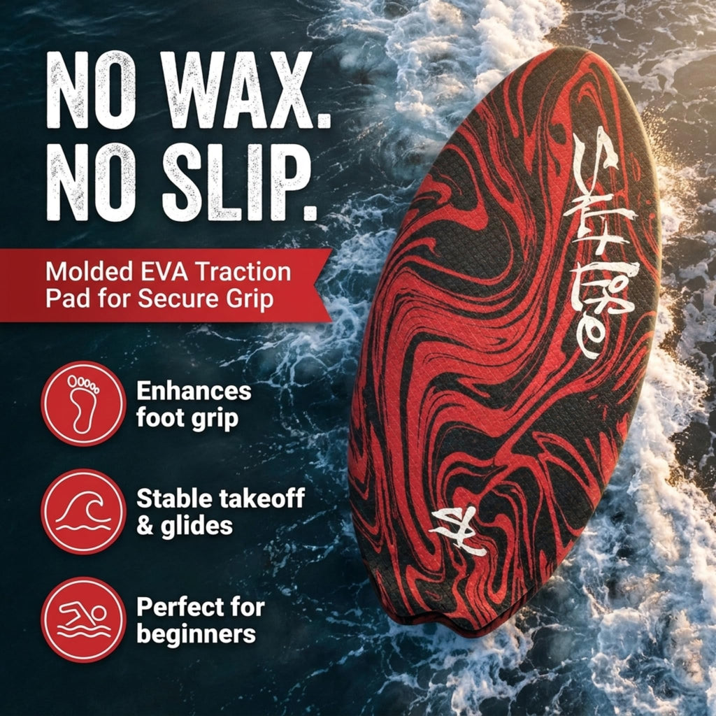 SALT LIFE Wooden Skimboard with EVA Traction Pad
