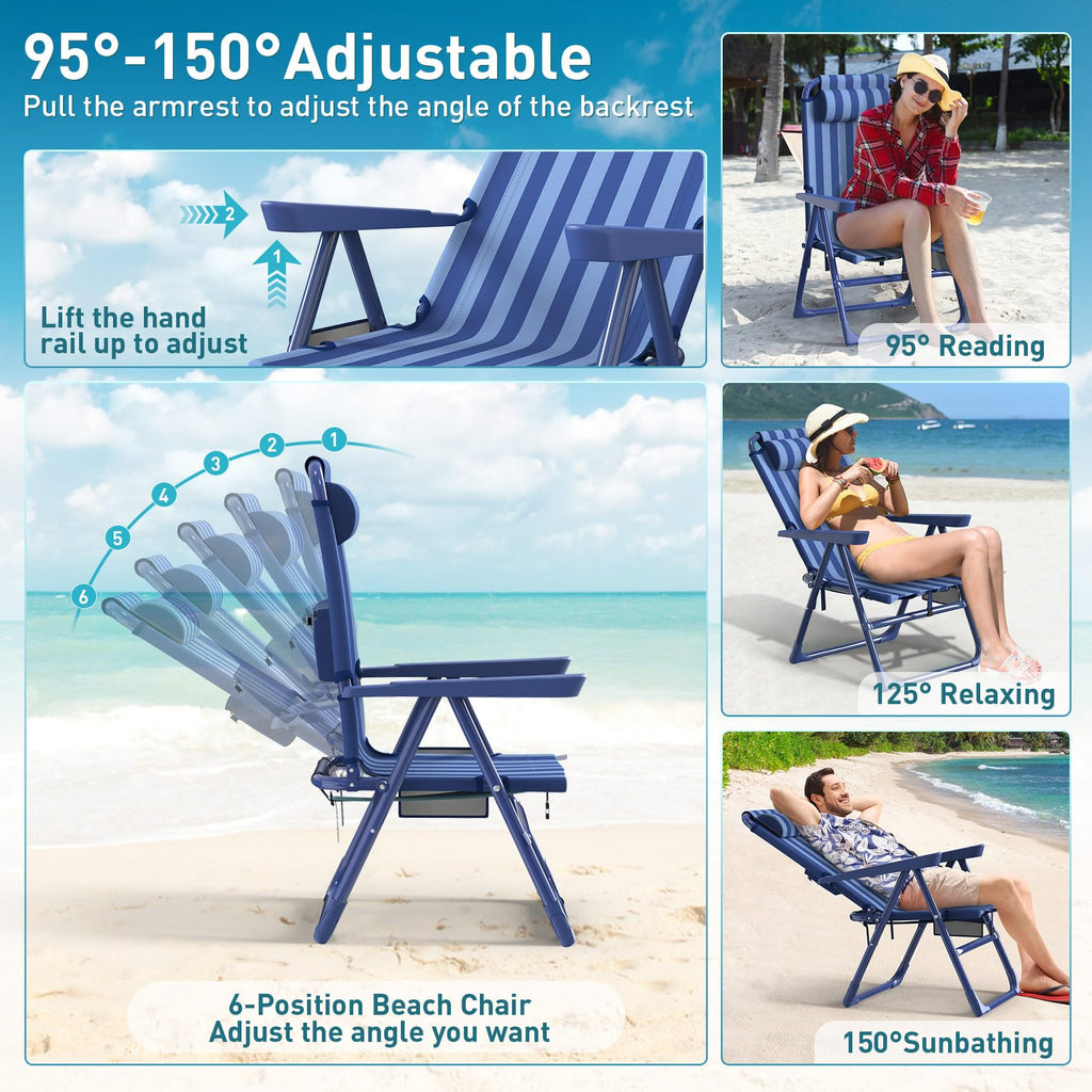 Suteck 6-Position Reclining Backpack Beach Chair