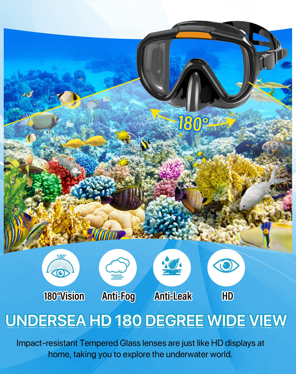 Ubekezele 4-in-1 Adult Snorkel Set with Fins and Bag