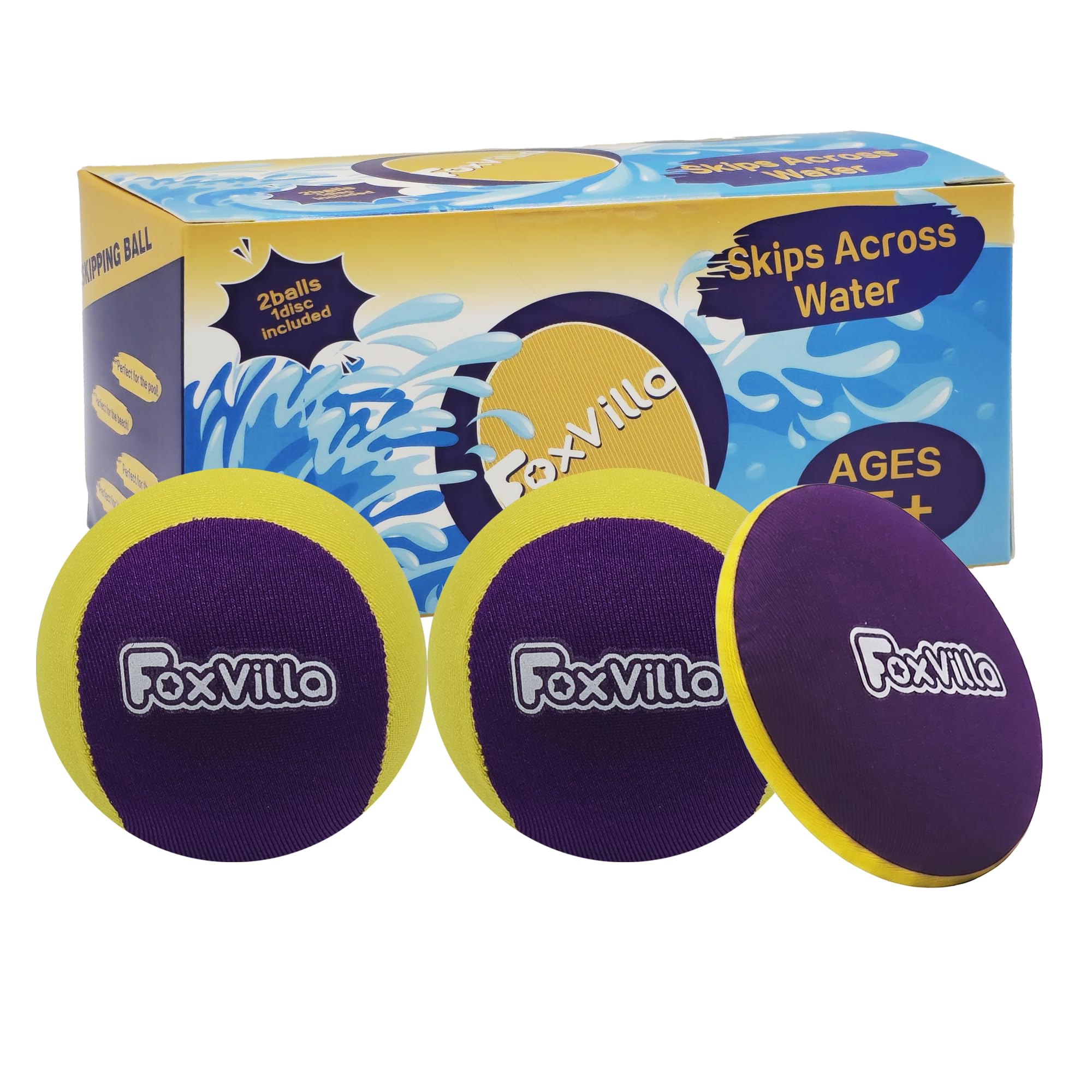FoxVilla Water-Skipping Balls and Flying Disc Set