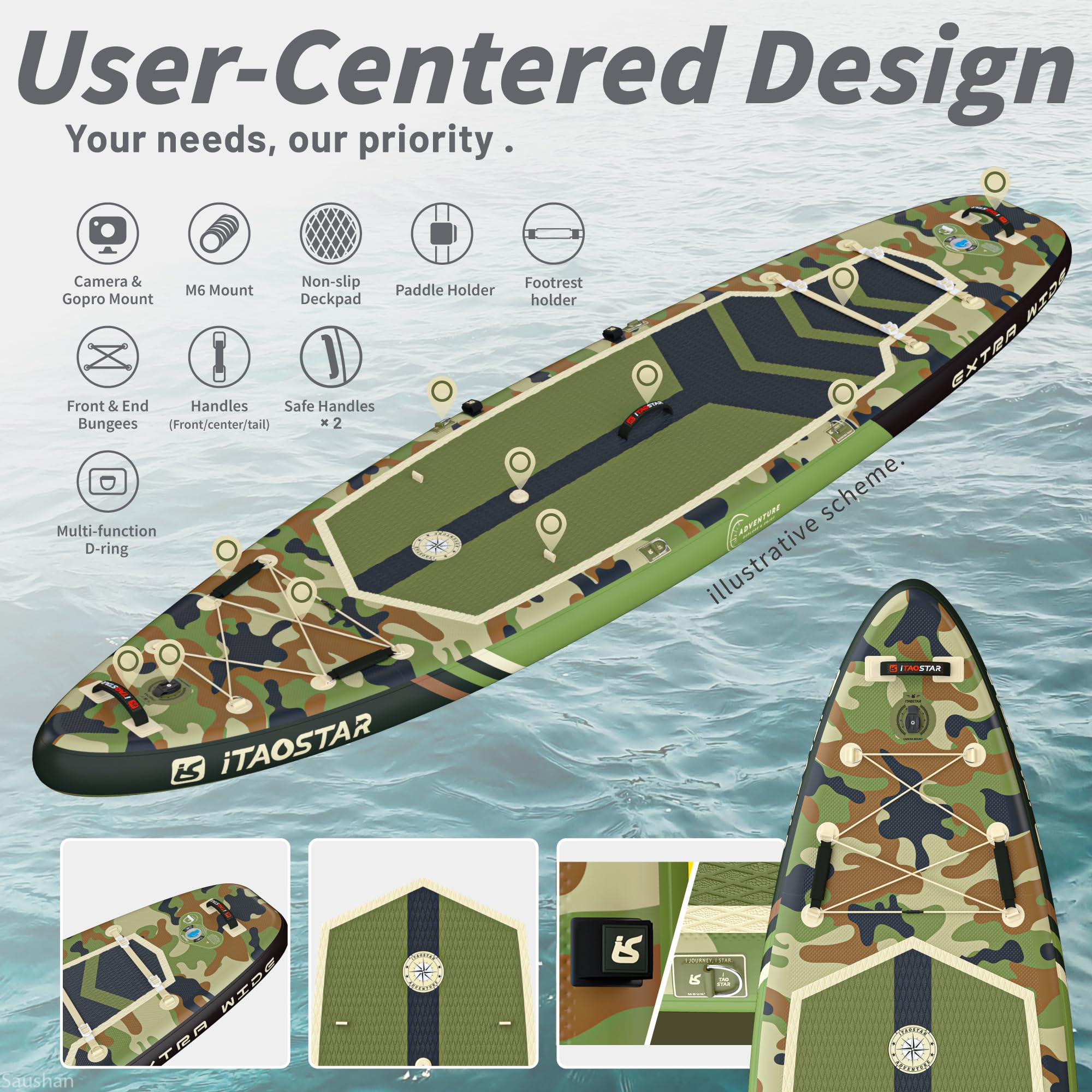 iTAOSTAR Adventure 12-Foot Inflatable SUP with Seat