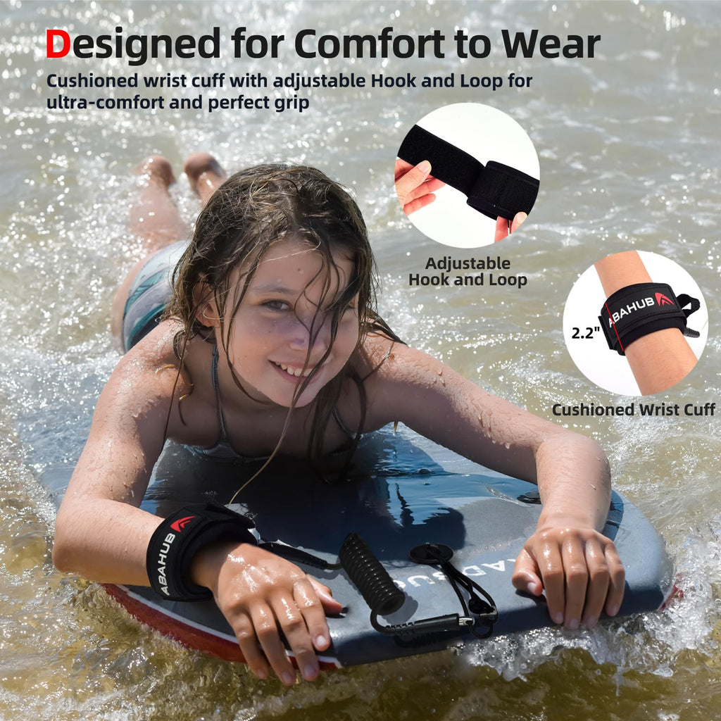 ABAHUB 4-Foot Coiled Bodyboard Wrist Leash with Plug
