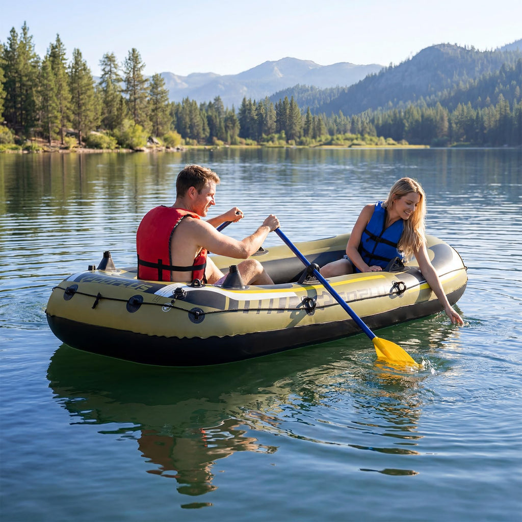 Goplus 3-Person Heavy-Duty Inflatable Fishing Raft Set