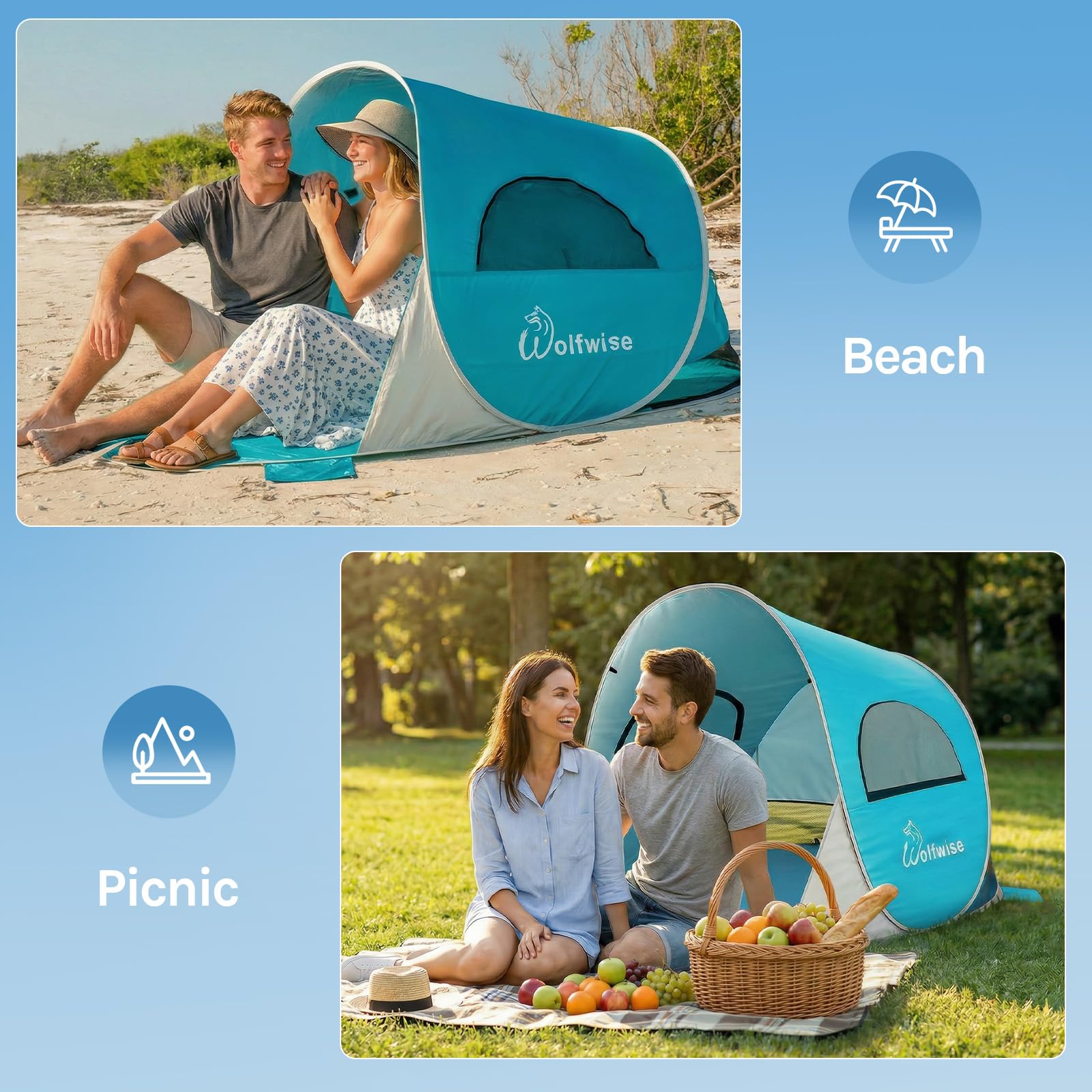 WolfWise UPF 50+ Pop-Up Beach Tent Sun Shelter