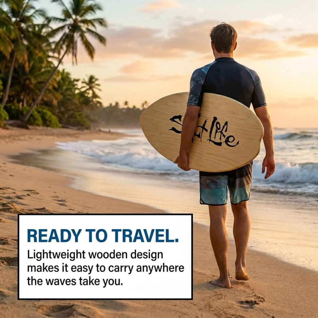 SALT LIFE Wooden Skimboard with EVA Traction Pad