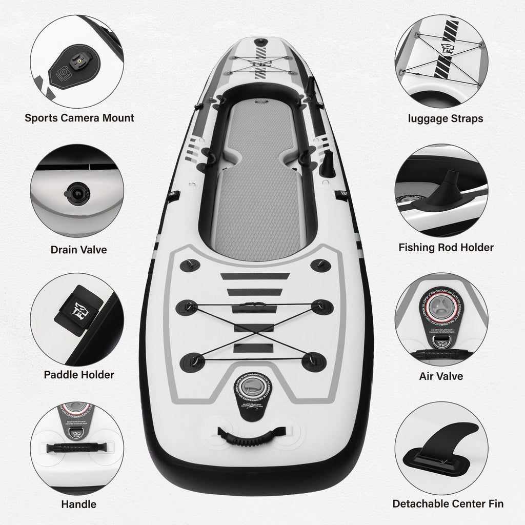 TIGERXBANG 12'8" Two-Person Inflatable Tandem Kayak Kit