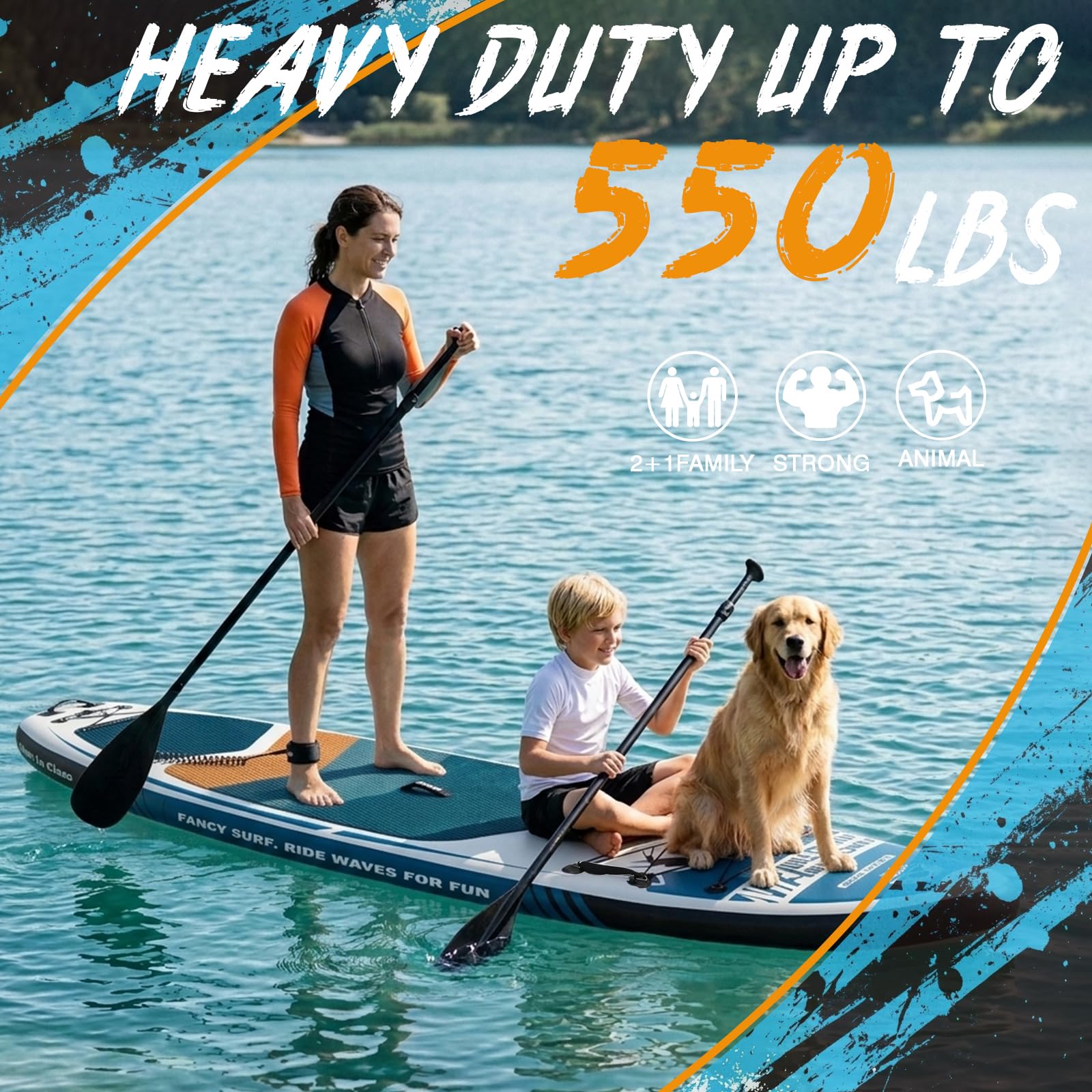 11'6" Extra-Wide 450 lb Inflatable SUP Board with Seat