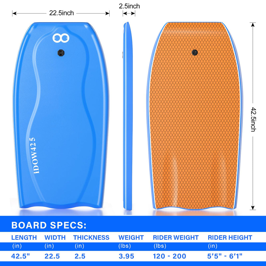 WOOWAVE 42.5-Inch Adult Bodyboard with Leash and Bag