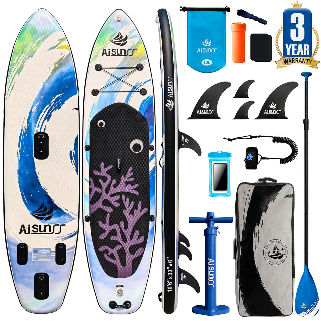 AISUNSS Wide Inflatable SUP Board with Complete Accessories