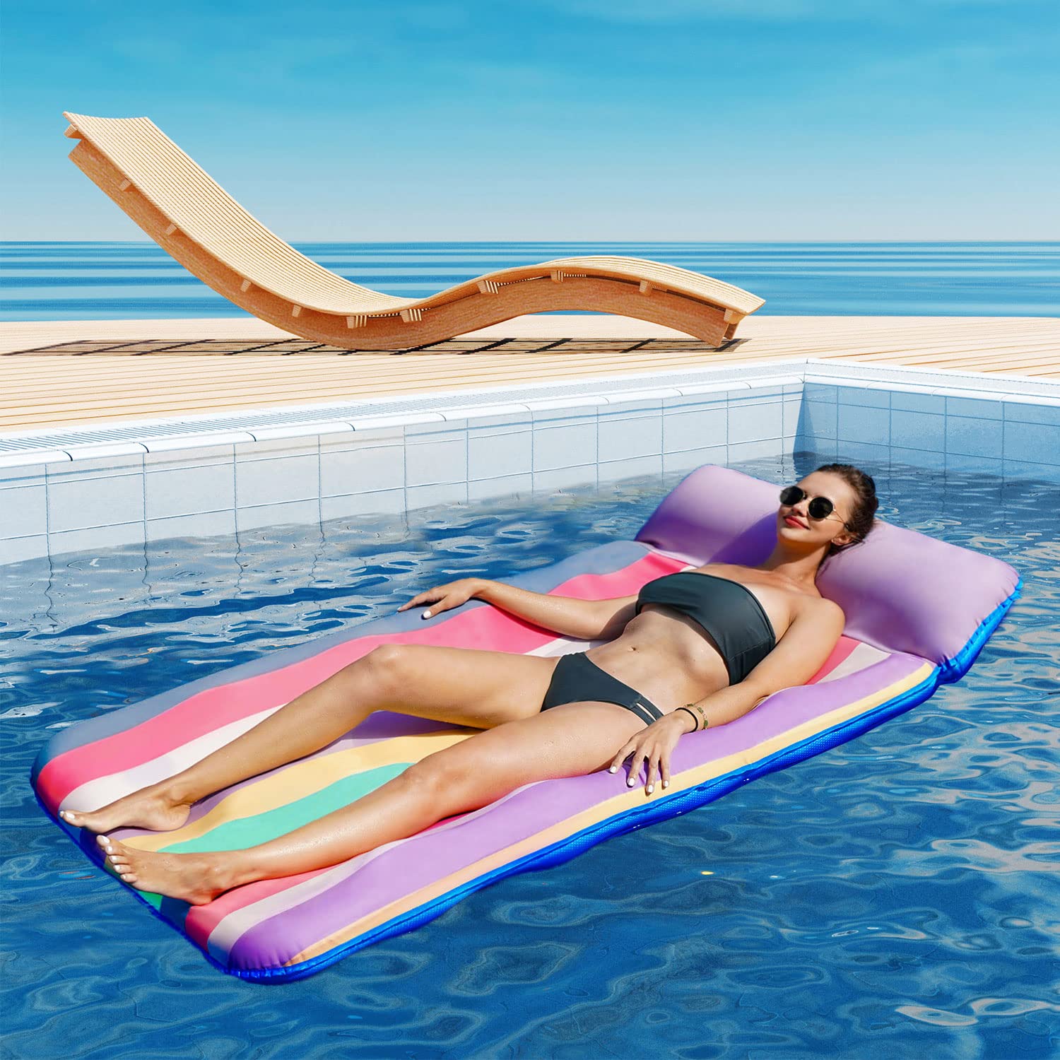 PARENTSWELL Oversized Fabric-Covered Pool Lounge Float