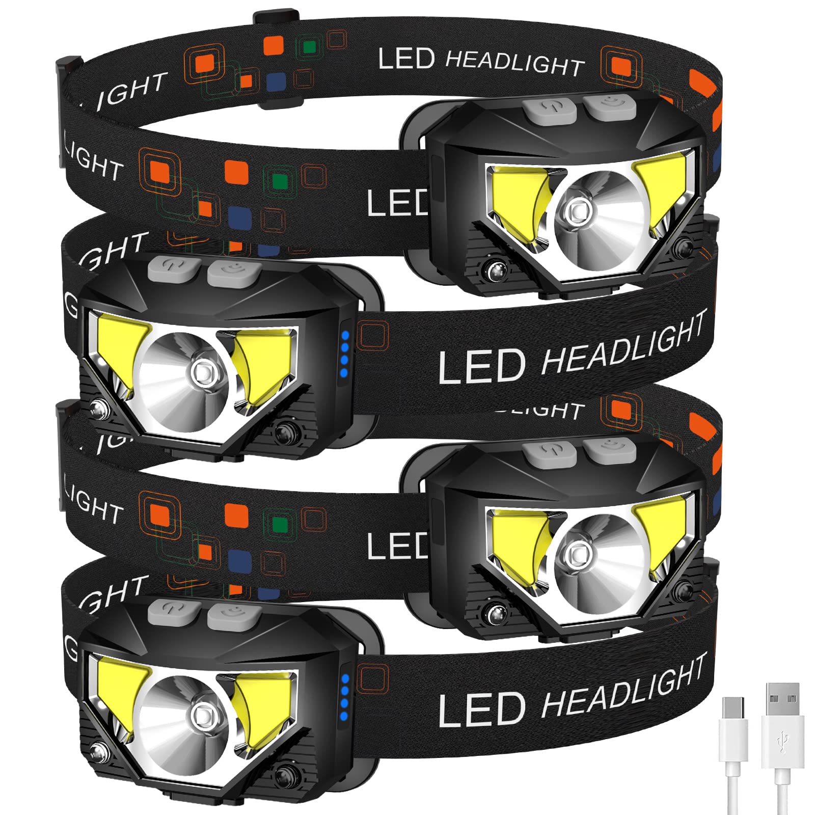 LHKNL 1200-Lumen Rechargeable Motion Sensor Headlamp