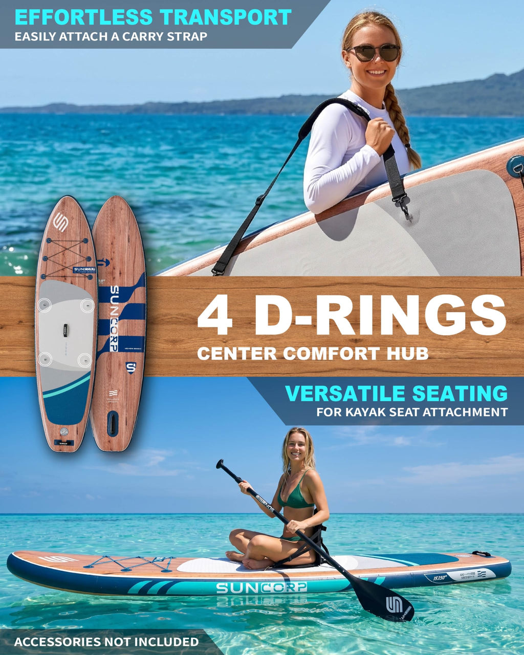 Suncorp 11-Foot Extra-Wide 420 lb Inflatable SUP Kit