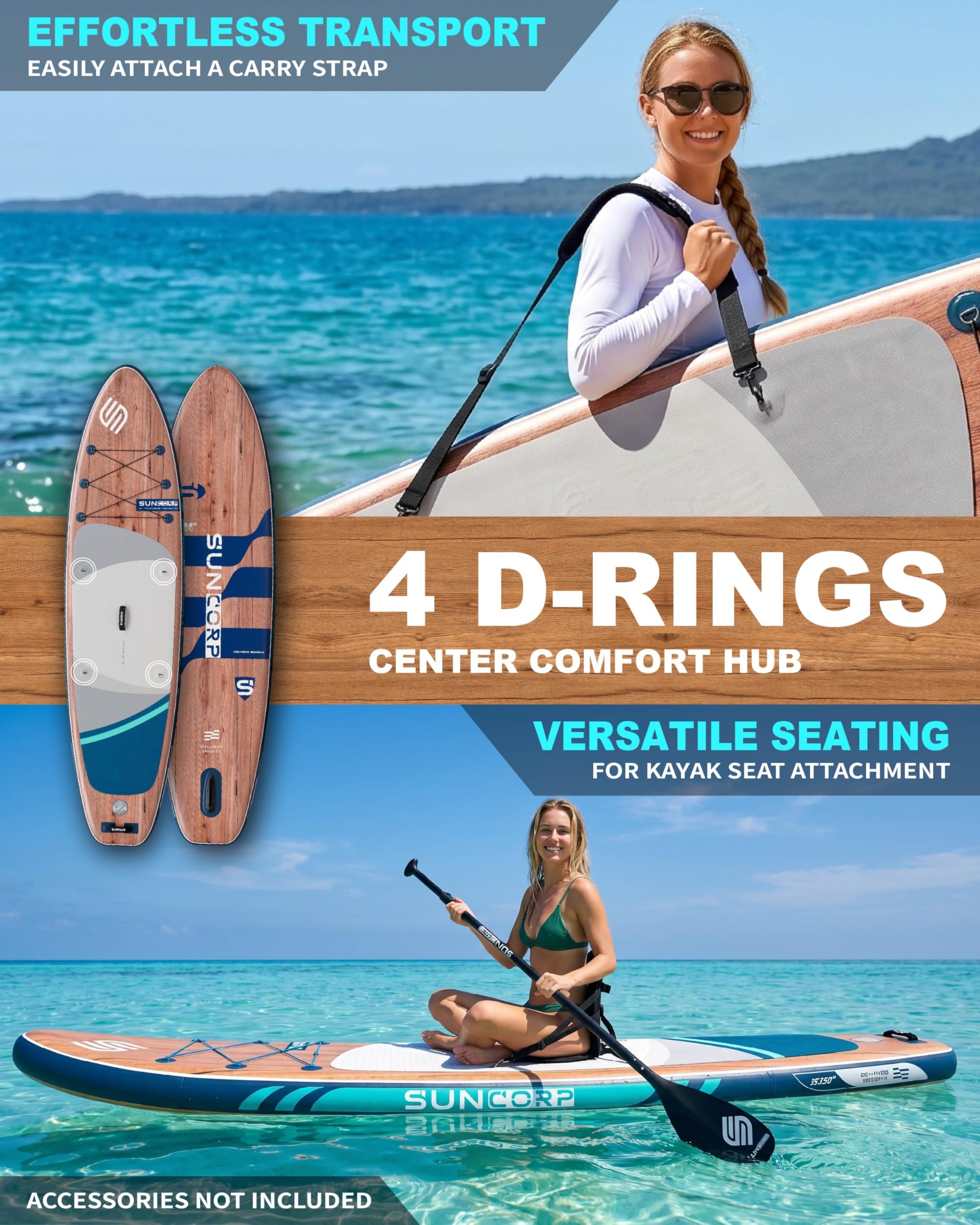 Suncorp 11-Foot Extra-Wide 420 lb Inflatable SUP Kit