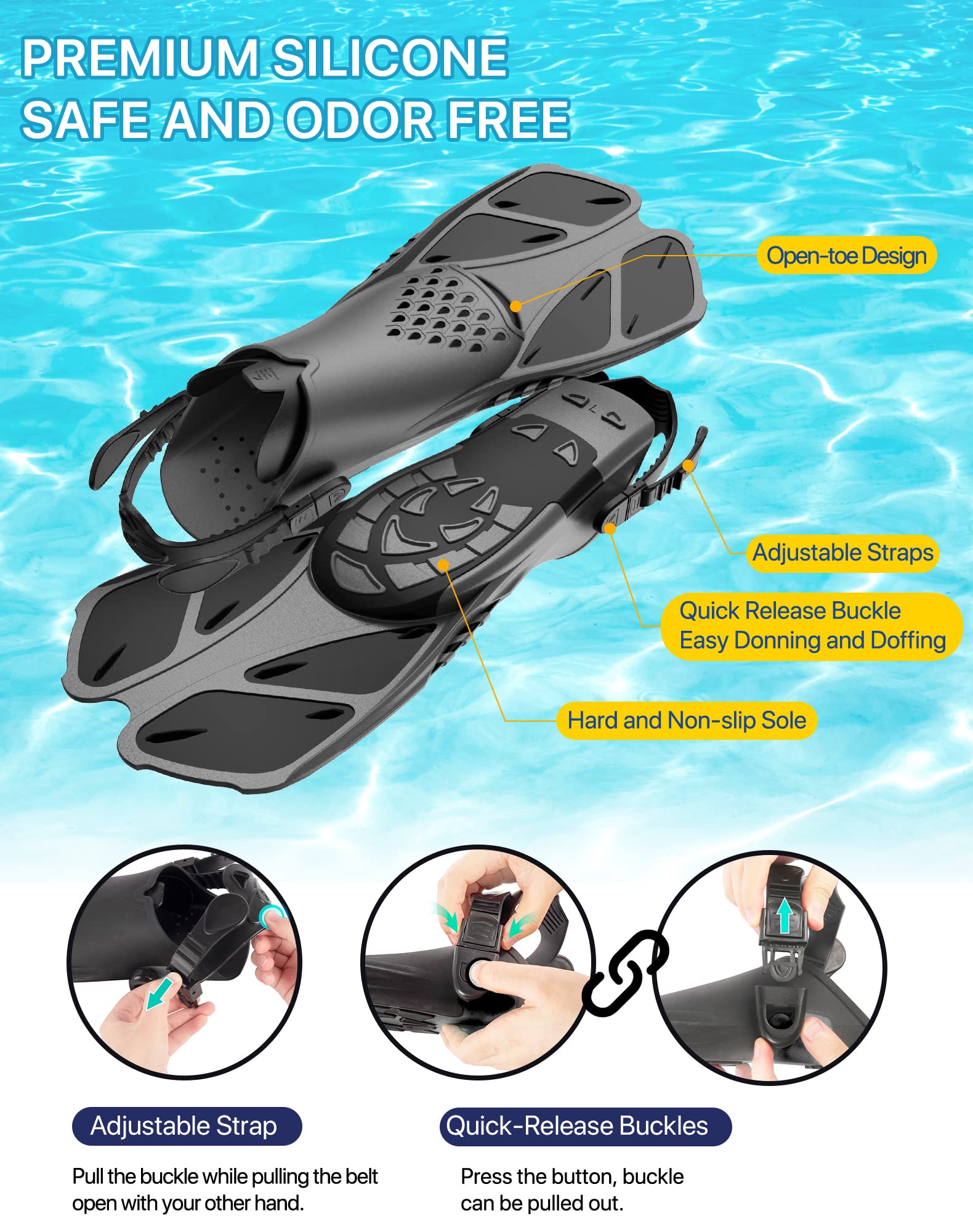 Ubekezele 4-in-1 Adult Snorkel Set with Fins and Bag
