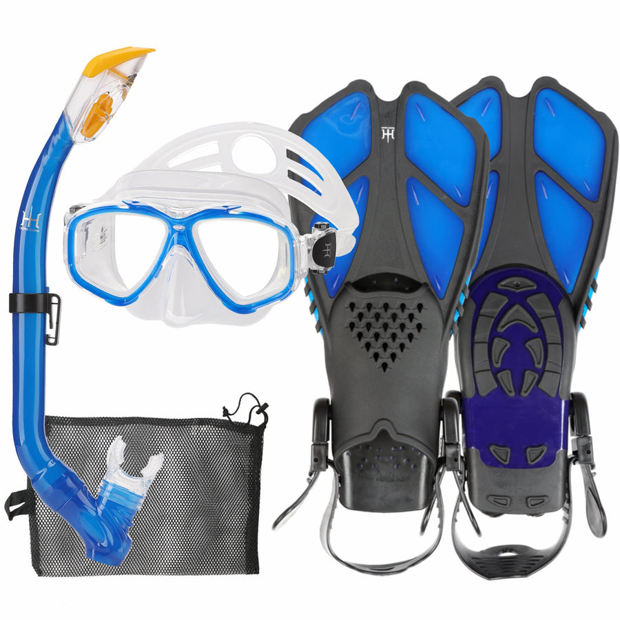 HH HHAO SPORT Kids Snorkel Set with Mask, Fins and Bag