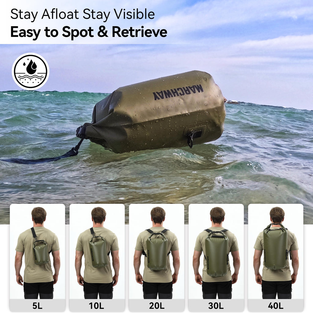MARCHWAY Waterproof Roll-Top Dry Bag Backpack