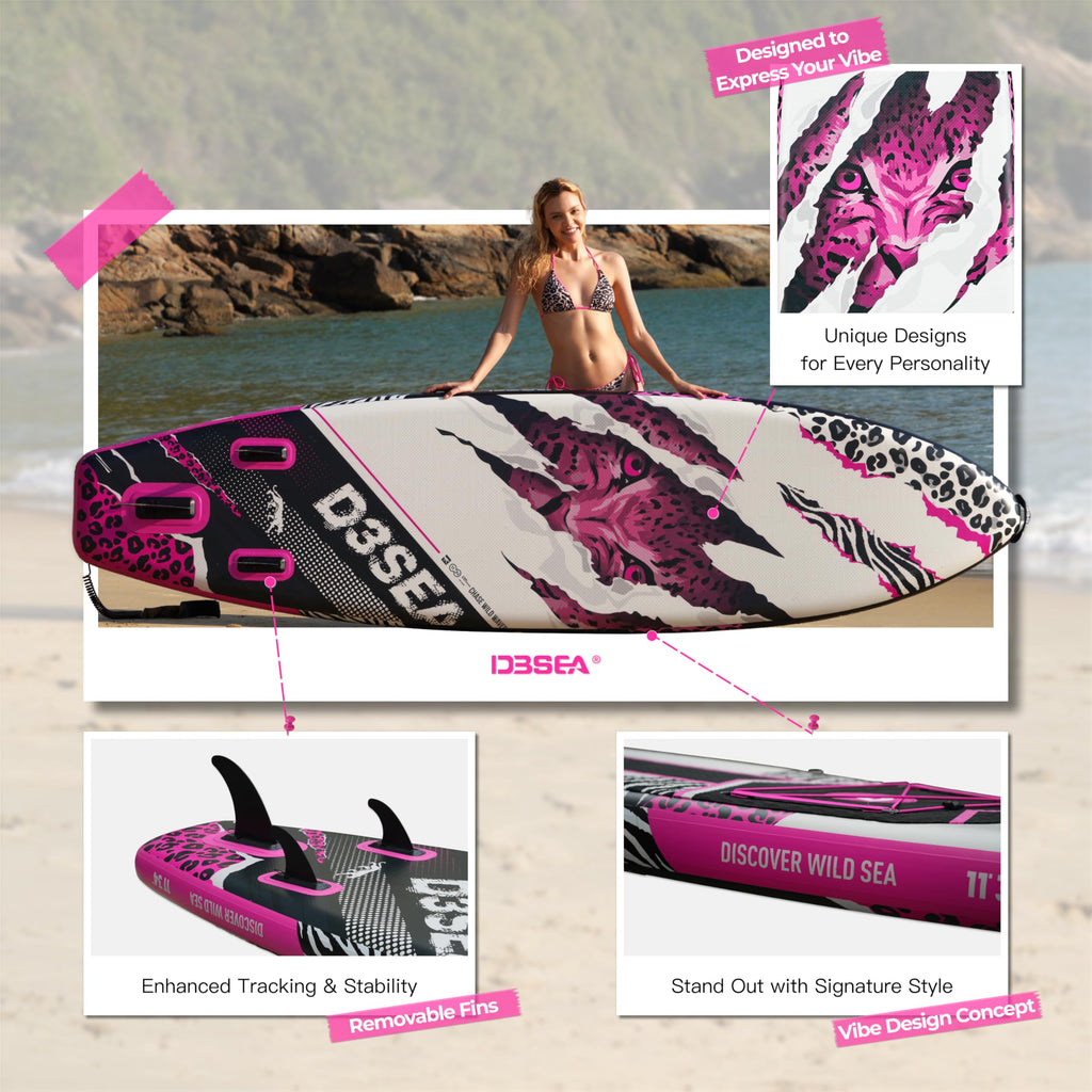 D3SEA Extra-Wide Inflatable SUP Board with Accessories