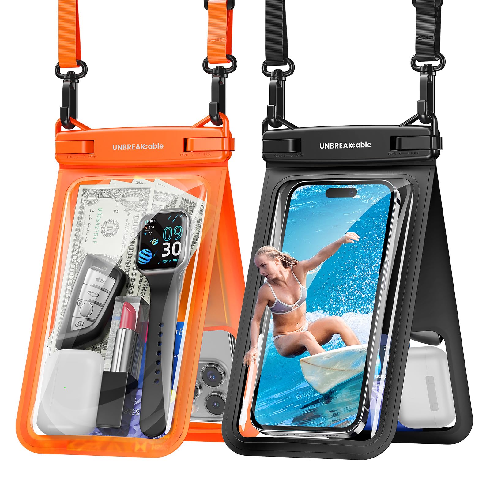 UNBREAKcable 2-Pack IPX8 Waterproof Phone Pouch Set