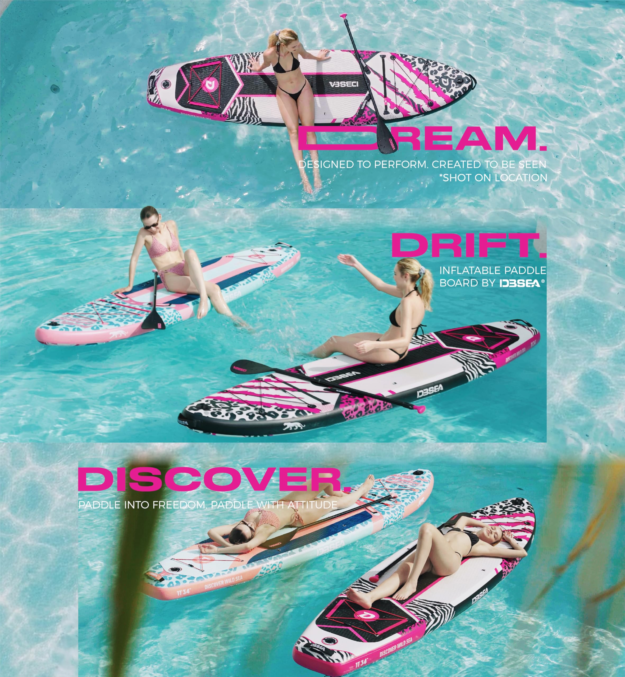 D3SEA Extra-Wide Inflatable SUP Board with Accessories