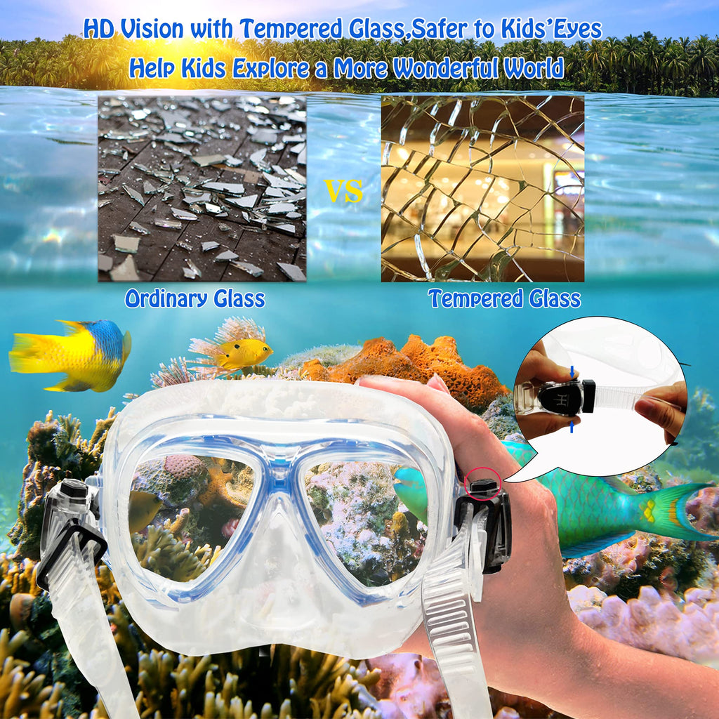 HH HHAO SPORT Kids Snorkel Set with Mask, Fins and Bag