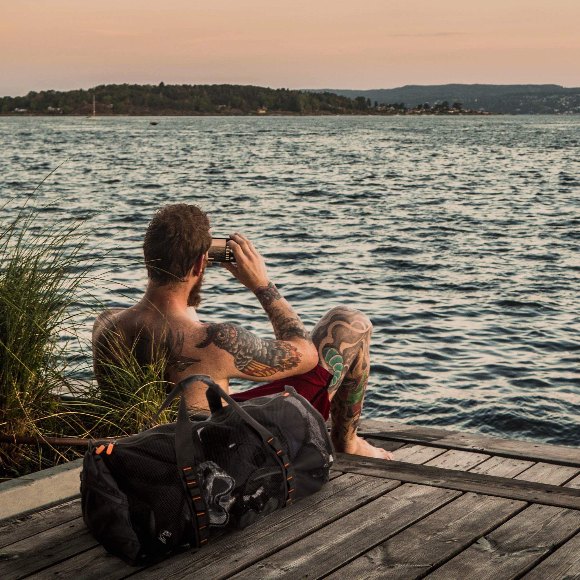 Fitdom 90L Mesh Duffle Bag for Scuba and Snorkel Gear