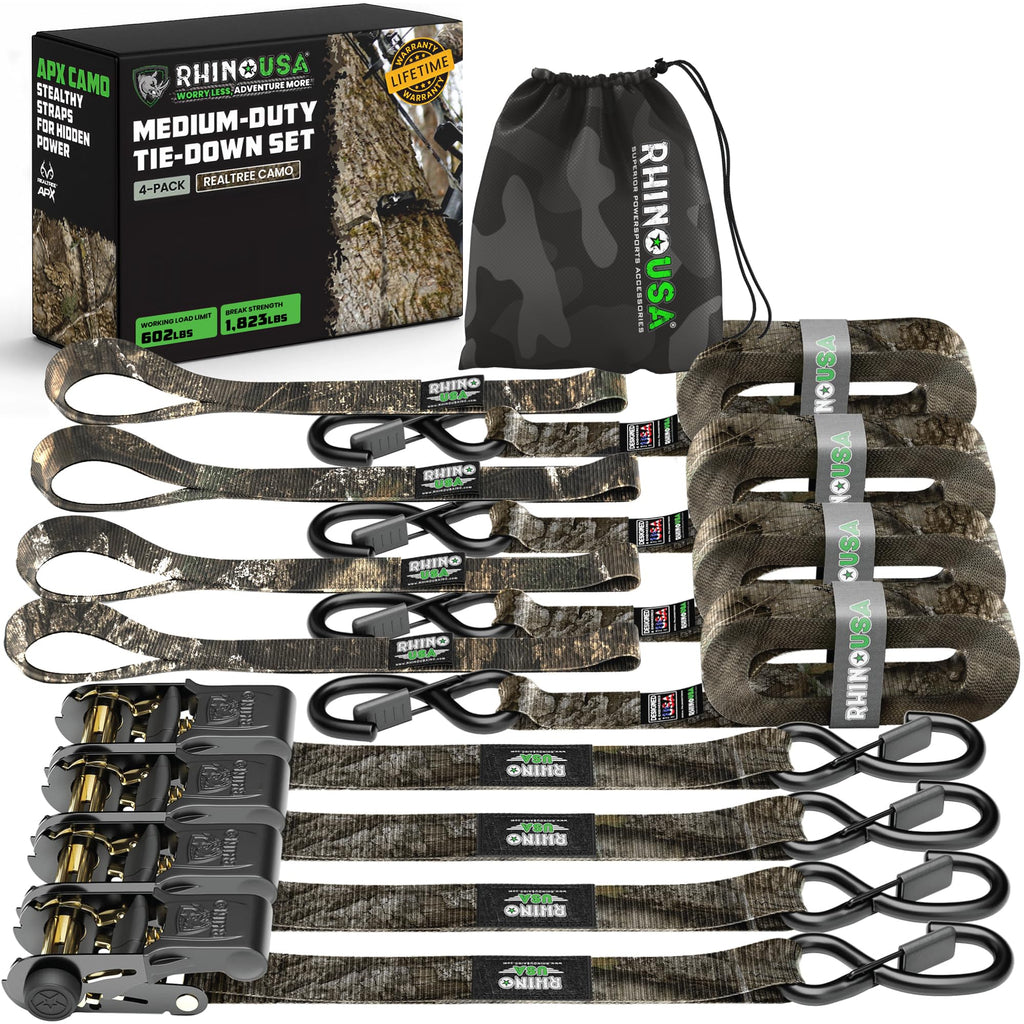 RHINO USA 4-Pack 15-Foot Ratchet Tie-Down Straps