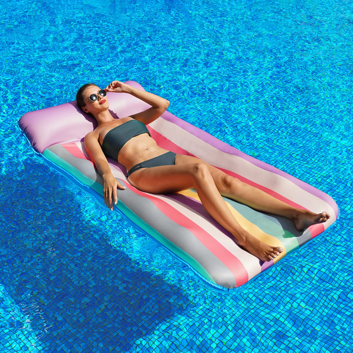PARENTSWELL Oversized Fabric-Covered Pool Lounge Float