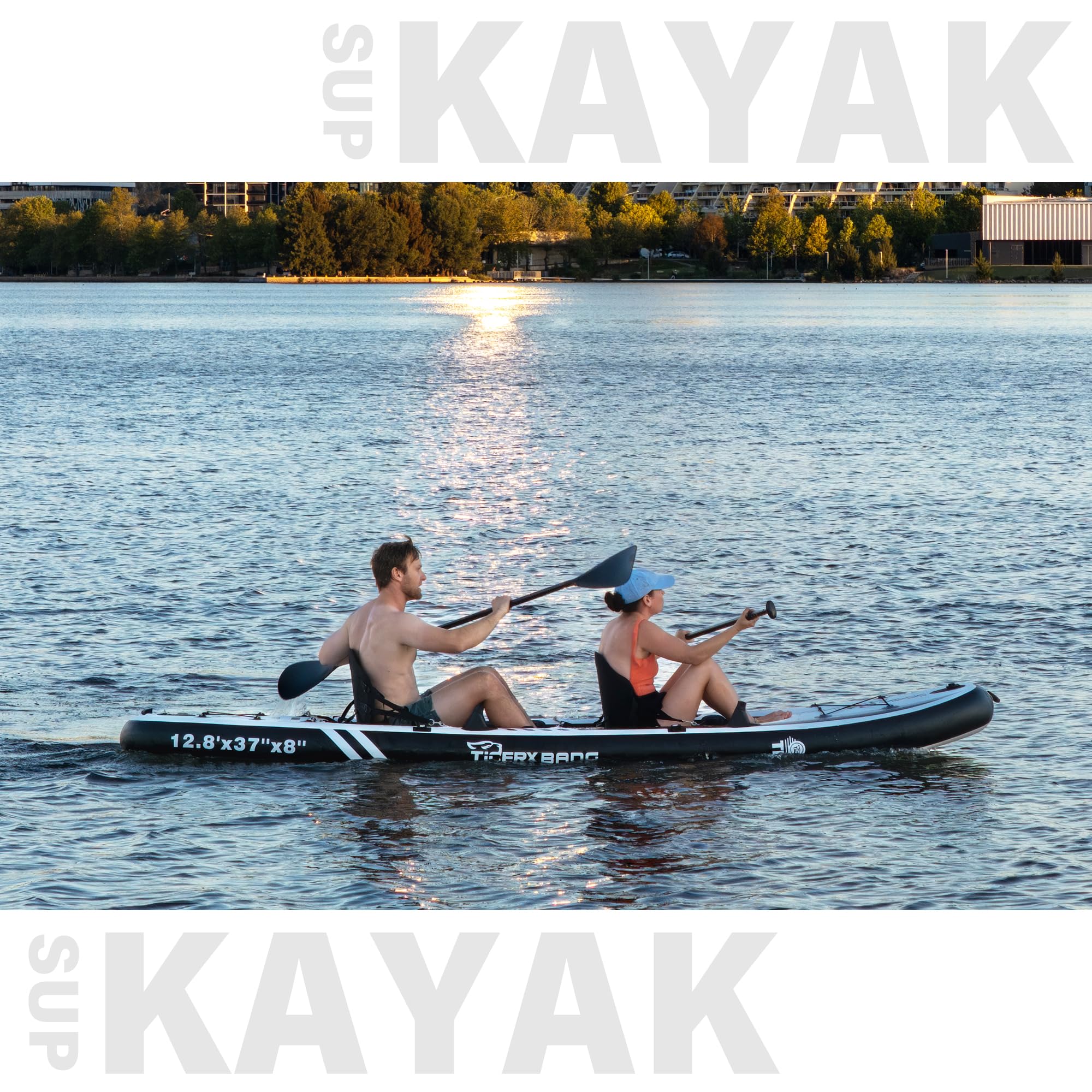 TIGERXBANG 12'8" Two-Person Inflatable Tandem Kayak Kit