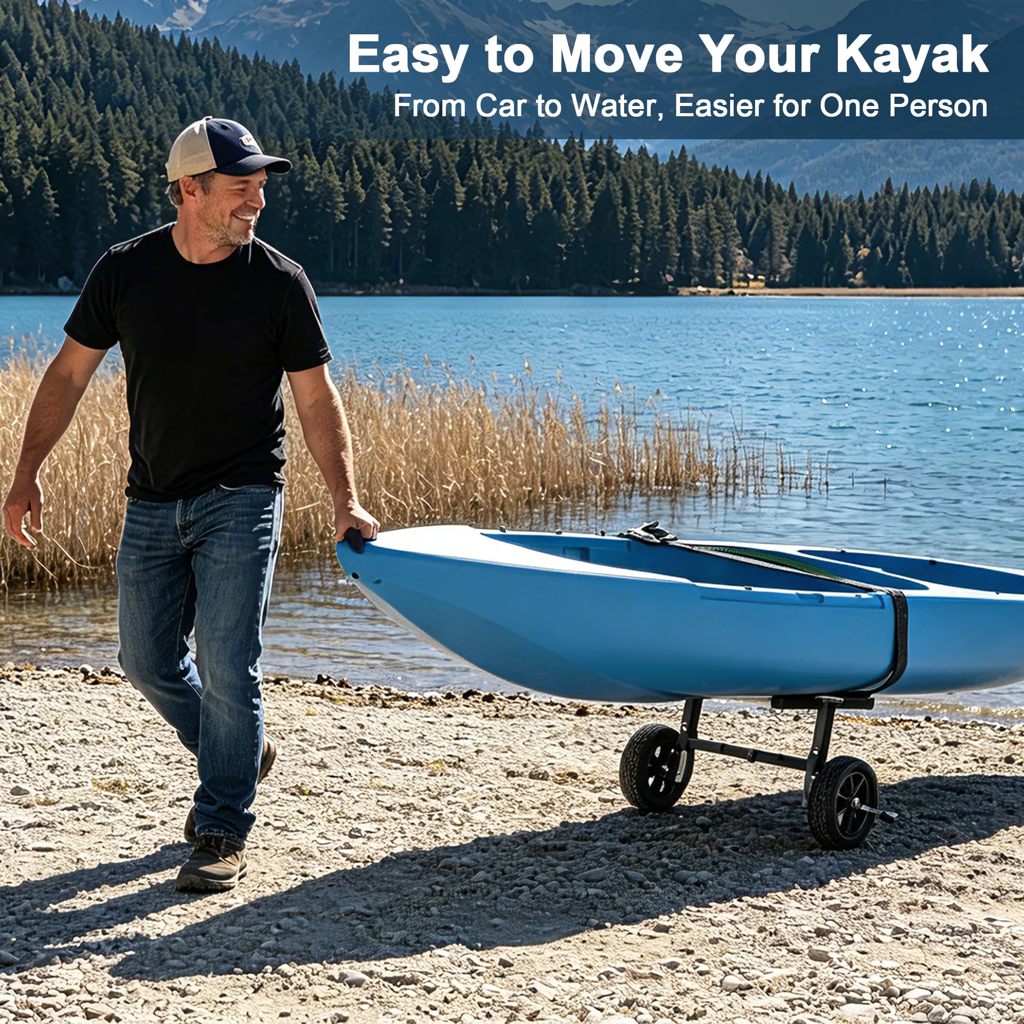 GanFindX 300 lb Adjustable Foldable Stainless Steel Kayak Cart