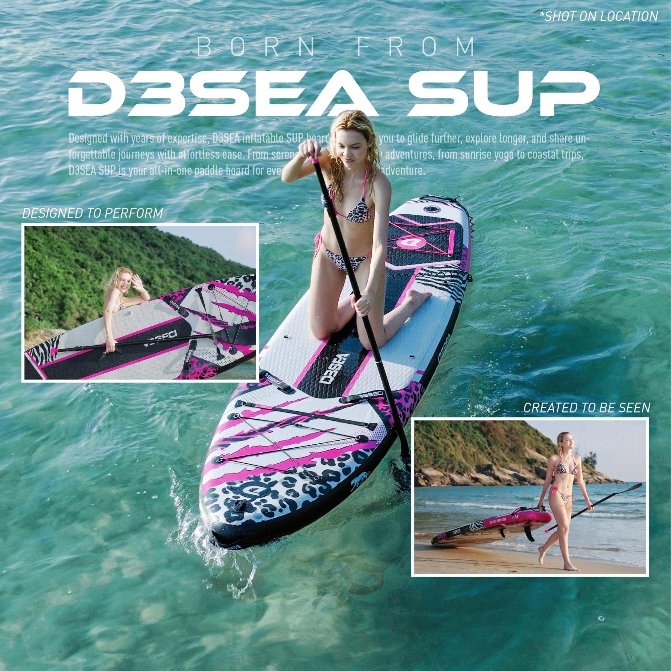 D3SEA Extra-Wide Inflatable SUP Board with Accessories