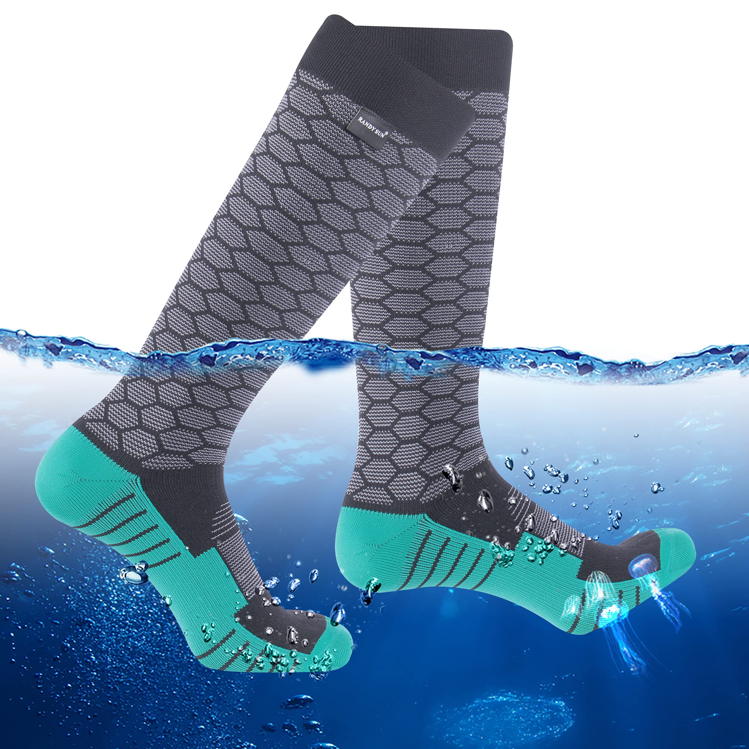 RANDY SUN Waterproof Knee-High Fishing and Kayaking Socks