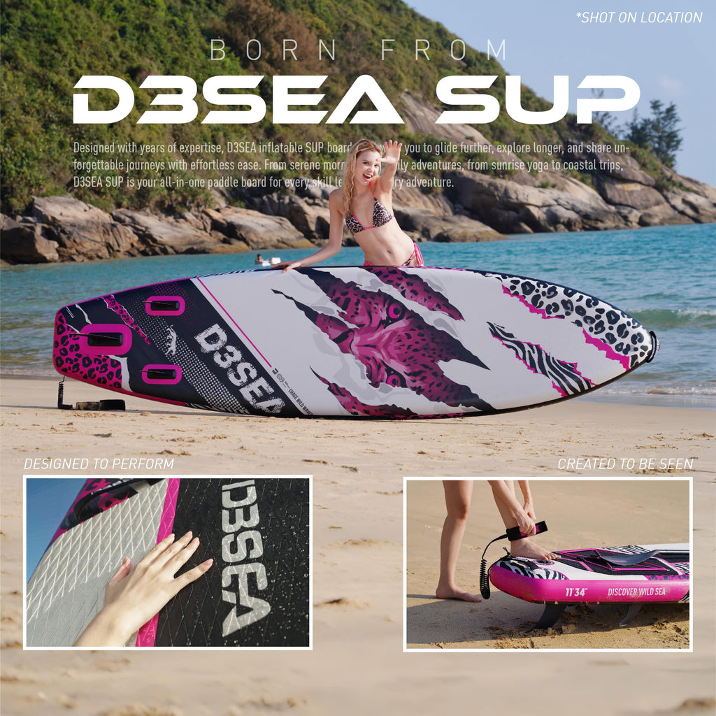 D3SEA Extra-Wide Inflatable SUP Board with Accessories